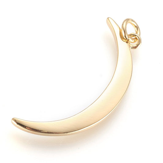 Brass Pendants, with Jump Ring, Moon, Golden, Rose Gold, Silver