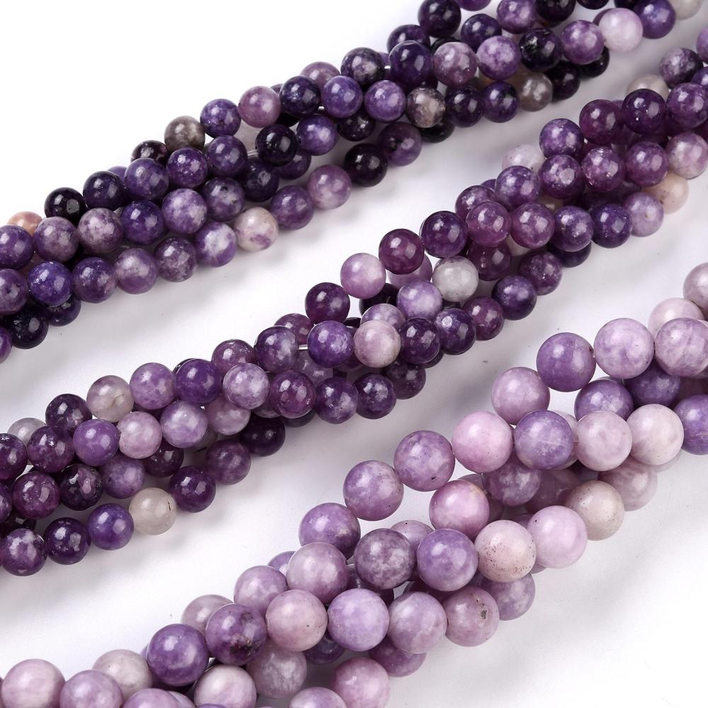Lepidolite Beads Natural – 8mm Round The Pink Bead Shop