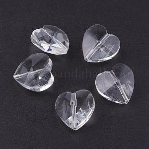Transparent Glass Beads, Faceted, Heart, Asst Colors