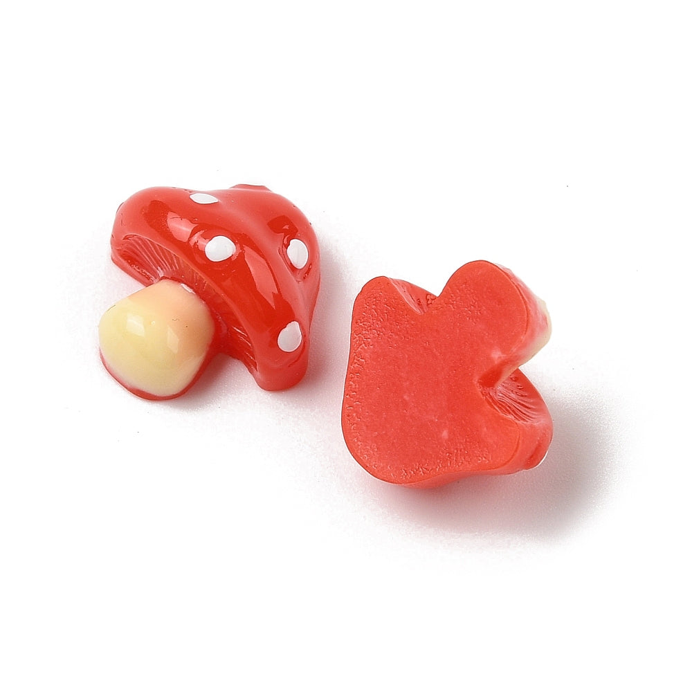 Resin Cabochons, Mushroom, Red BULK 6 PACK