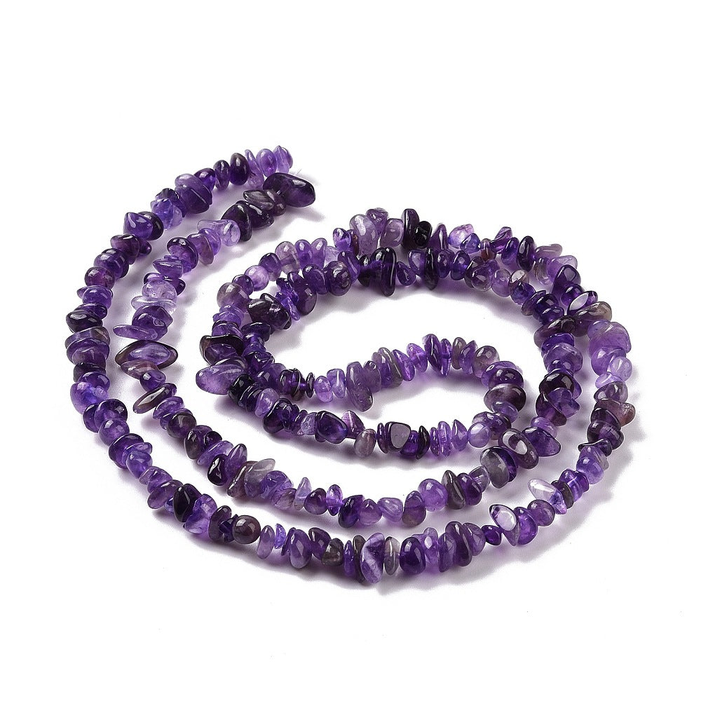 Amethyst Natural Chip Beads – 32” Strand (Approx. 5–8mm) The Pink Bead Shop