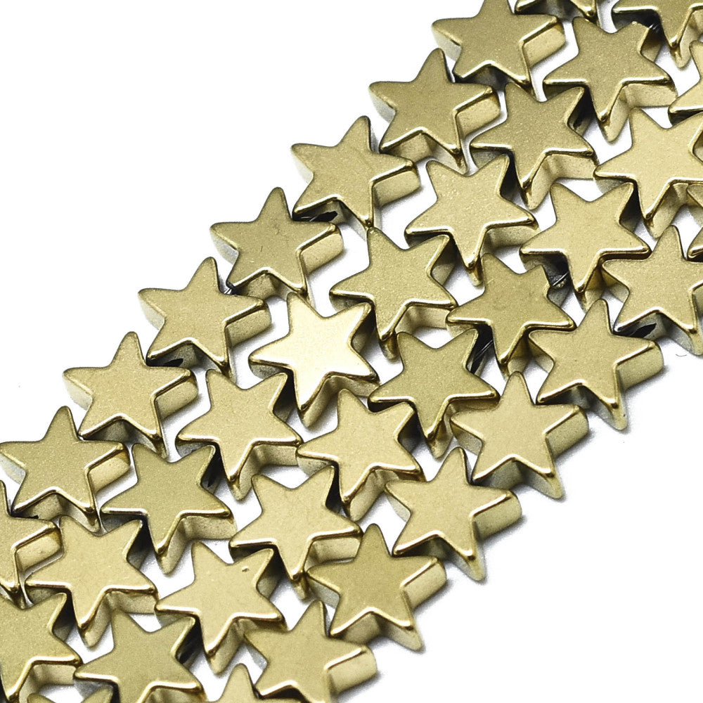 Hematite Star Beads 18K Gold Plated