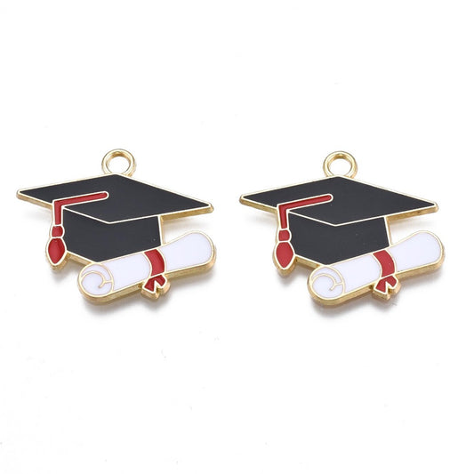Enamel Pendants Graduation Hat & Diploma 2 pk