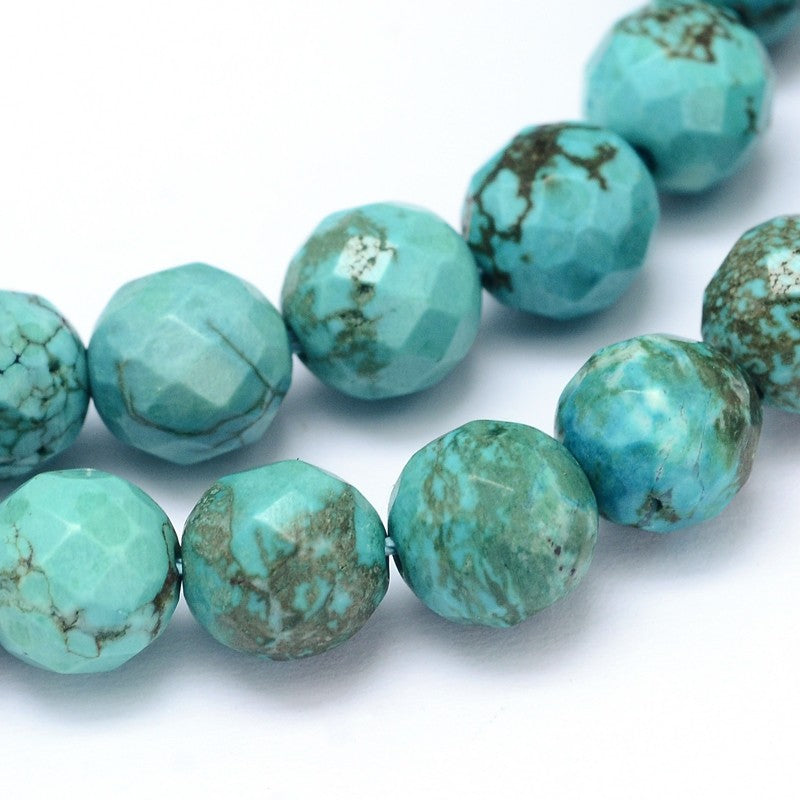 Magnesite Bead Strands Faceted Medium Turquoise 8mm