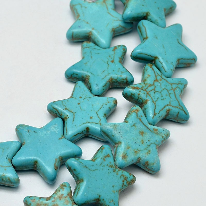 Synthetic Turquoise Star Bead Strands