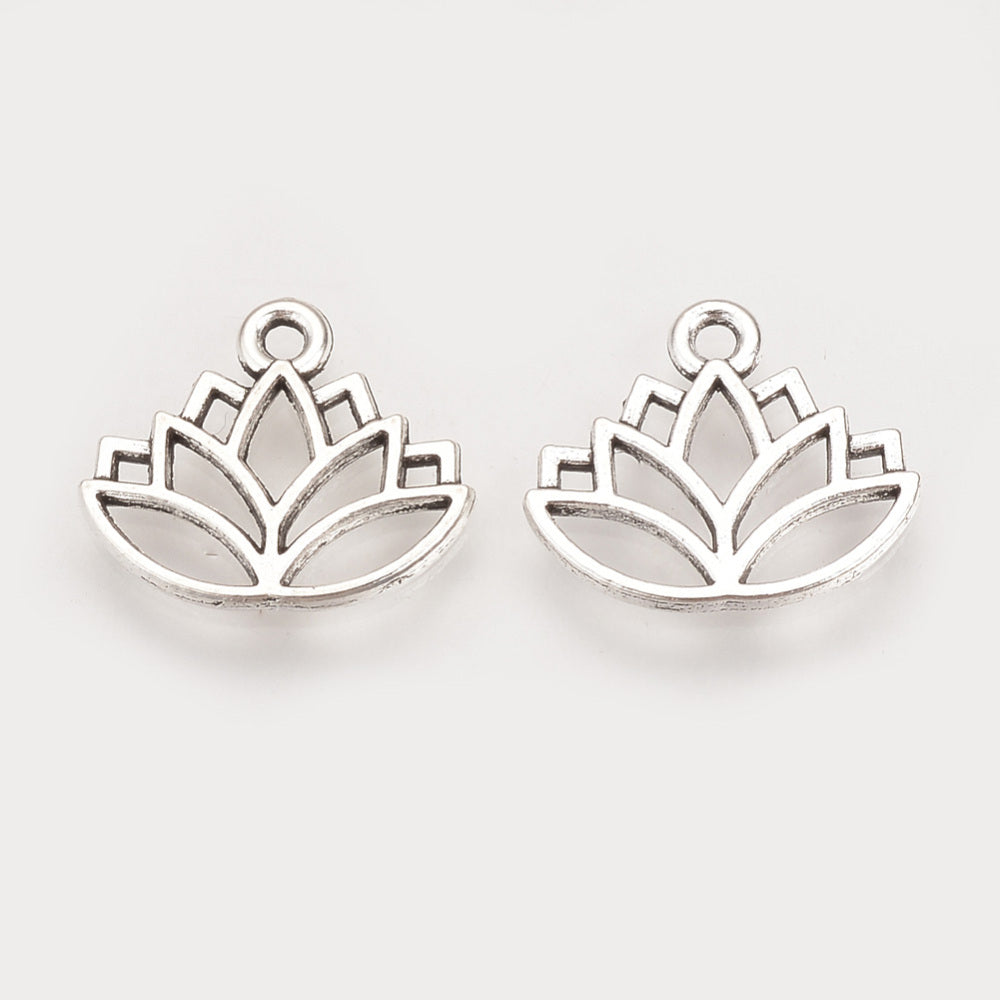 Tibetan Style Alloy Charms, Lotus 5PKG