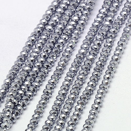 Faceted Hematite Rondelle Bead Strands Gold and Silver