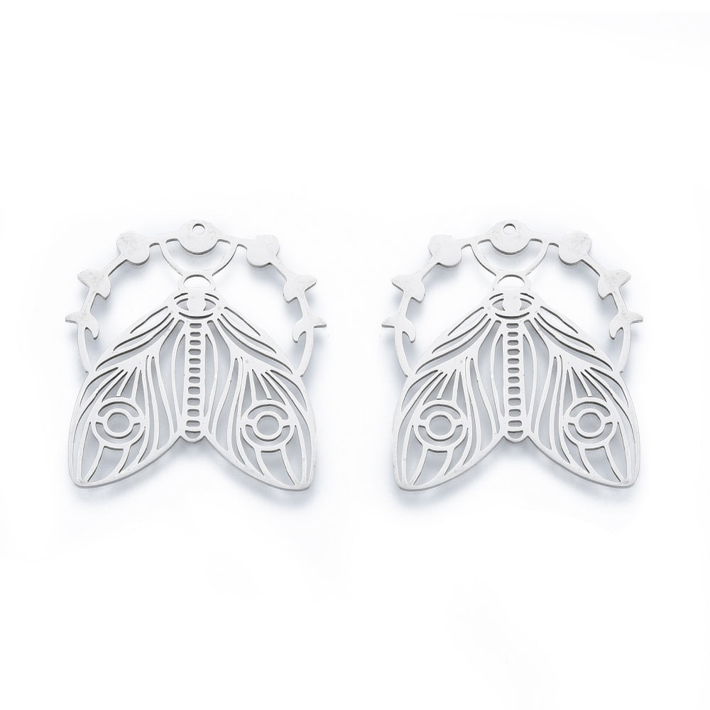 Cicada with Moon Phase Pendants Stainless Steel