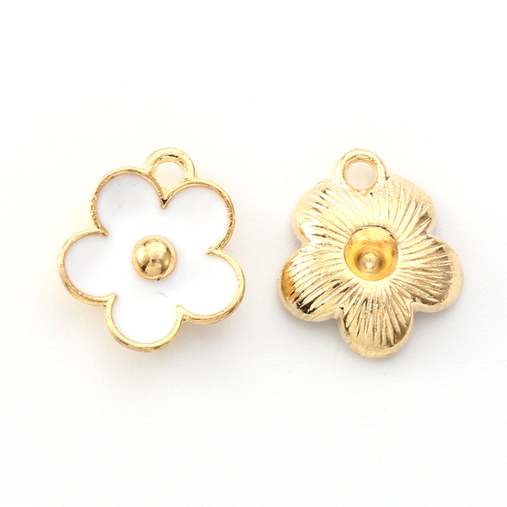 Flower Enamel Alloy Pendants 5 Pack Mixed Color