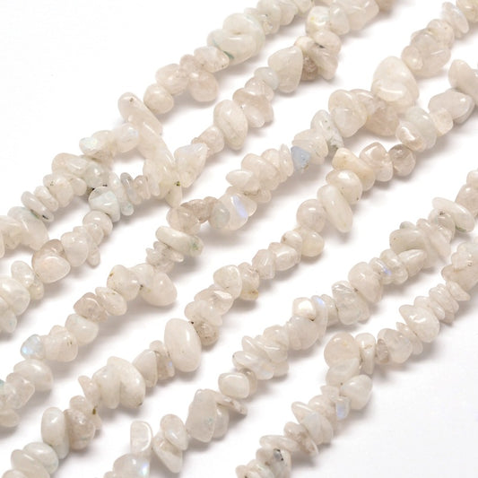 Natural Rainbow Moonstone Chip Bead Strand