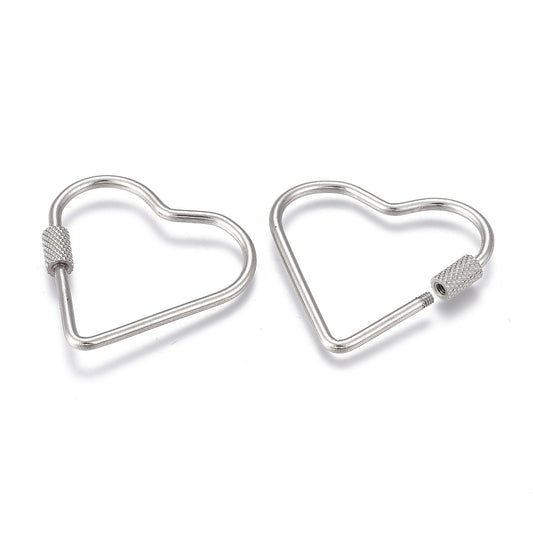 304 Stainless Steel Screw Carabiner Lock Charms, Quick Links, Heart, Golden and Silver Color