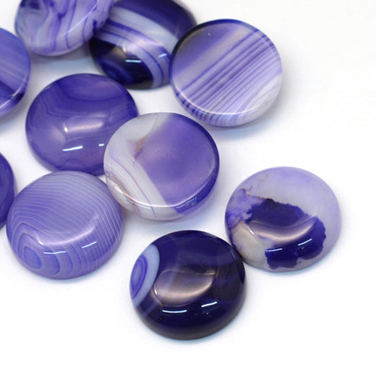 Dyed Natural Striped Agate/Banded Agate Cabochons, Half Round/Dome, 2 Pack