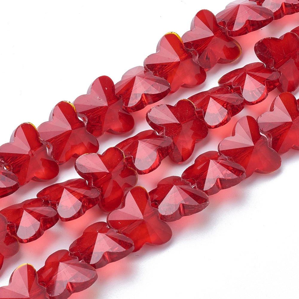 Transparent Glass Beads, Faceted, Butterfly, 12mm Asst Color
