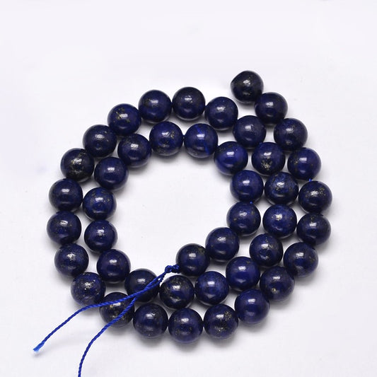 Dyed Natural Grade AA Lapis Lazuli Round Bead Strands 10mm