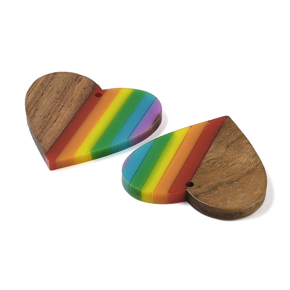 Heart Rainbow Resin Pendants 2 Pack