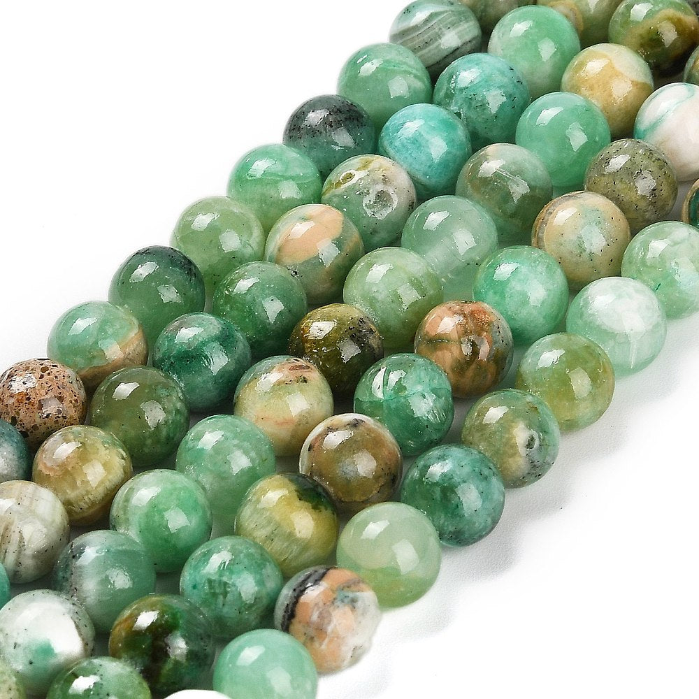 Natural Phoneix Jade Beads Strands, Round, 8mm