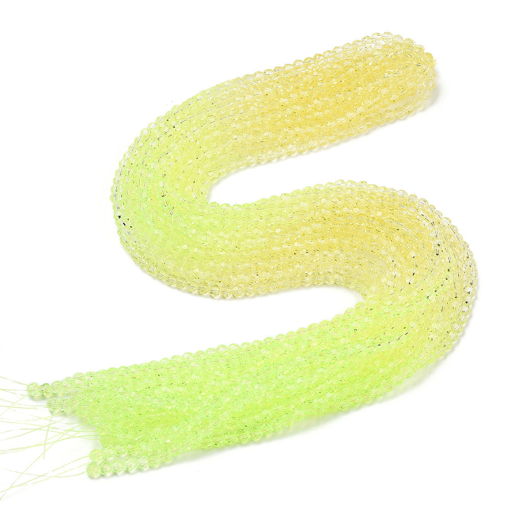 Transparent Glass Beads Strands, Segmented Multi-color Beads, Faceted(32 Facets), Round, Assorted