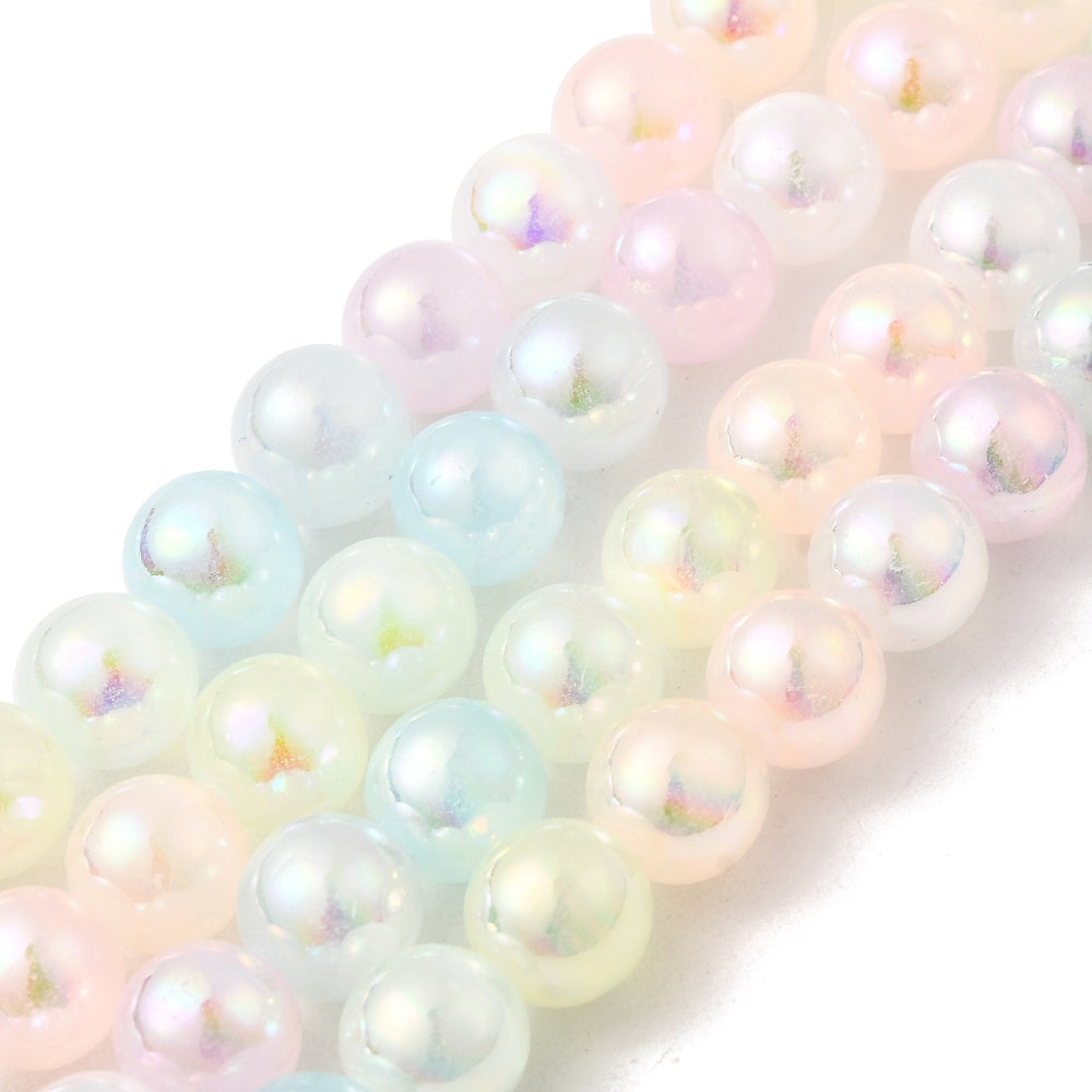 AB Electroplated Selenite 8mm Beads – Rainbow Plated | The Pink Bead Shop