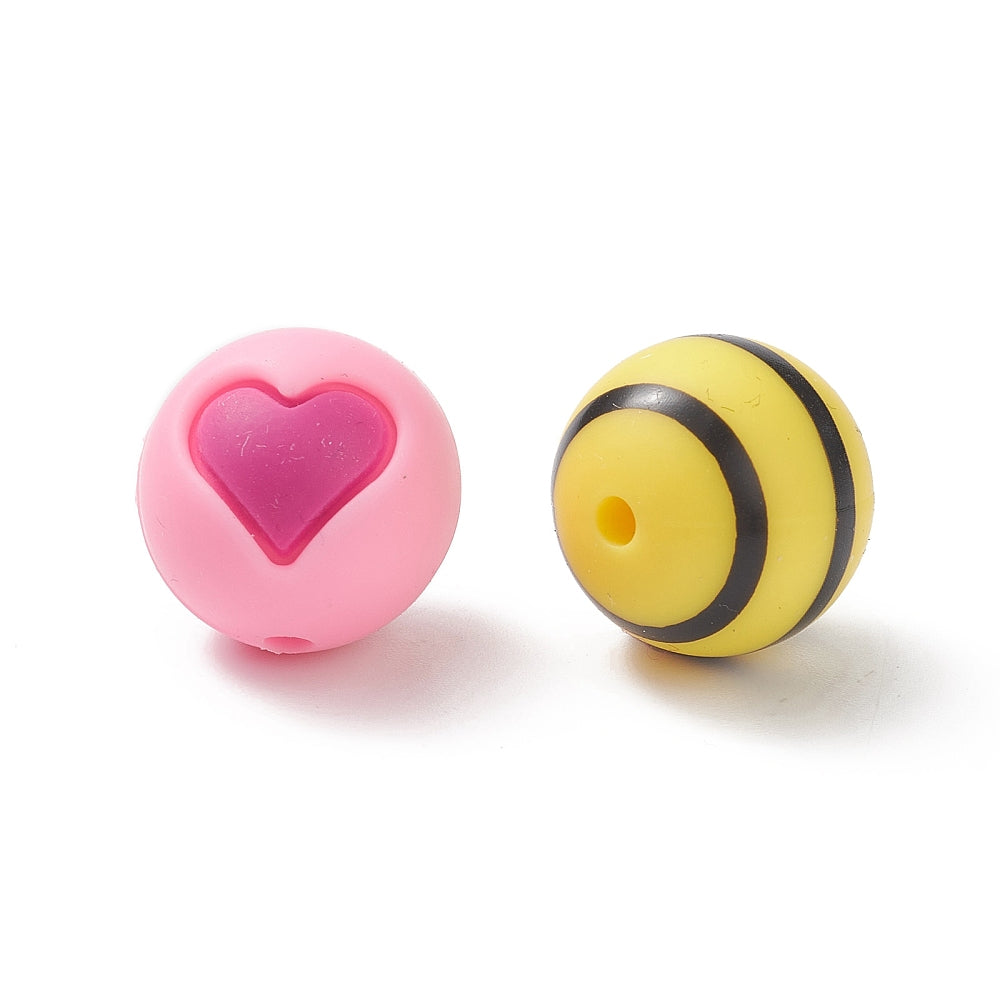 Silicone Beads, Round, Mixed Color