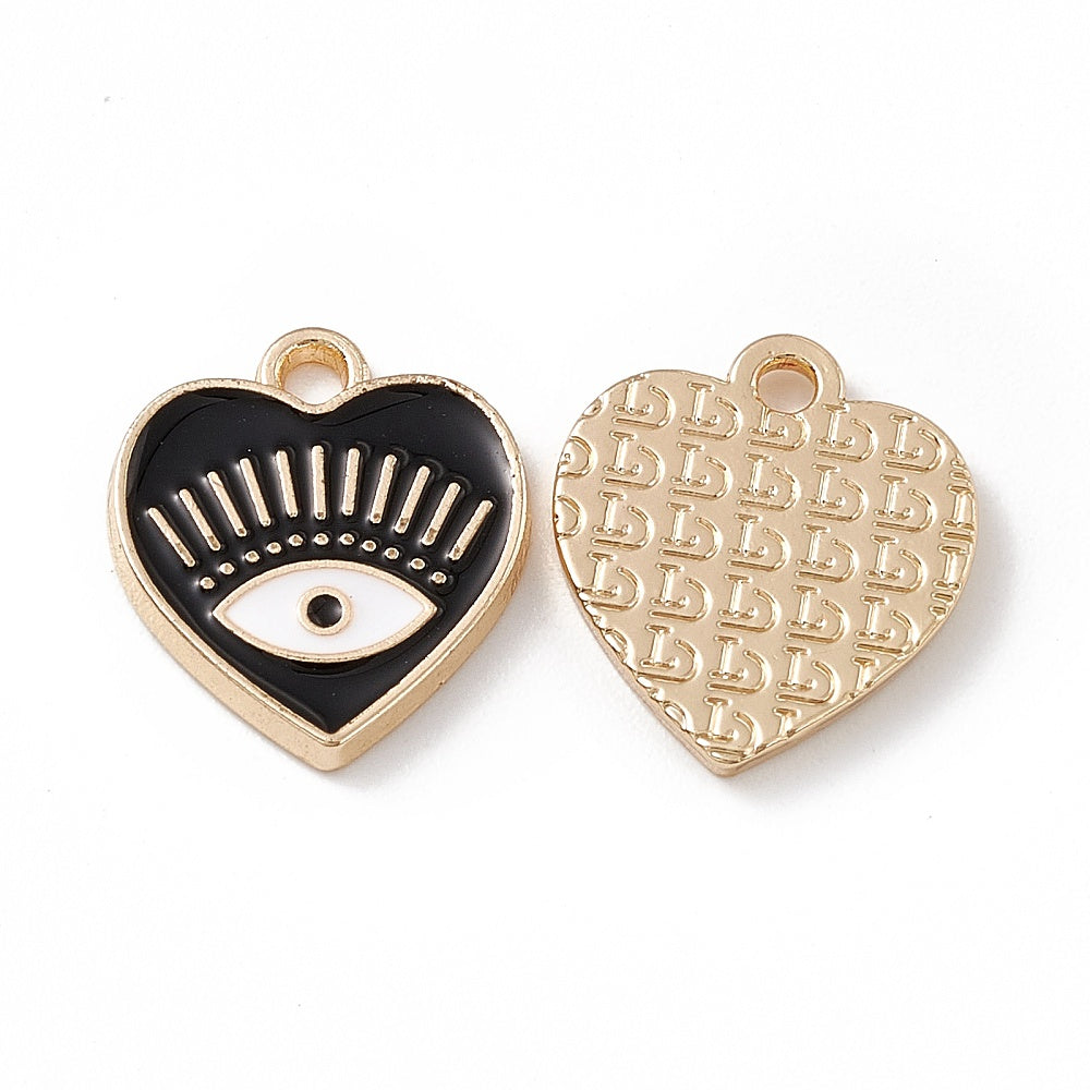 Evil Eye Heart Charm 5pcs