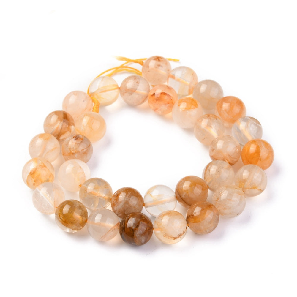 Yellow Hematoid Quartz (Golden Healer Quartz) Round Beads, 6.5–7mm & 8mm (60–51pcs/Strand) The Pink Bead Shop