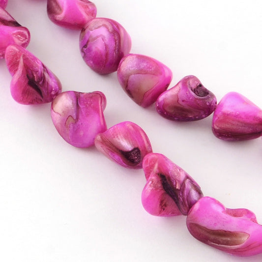 Dyed Natural Freshwater Shell Nuggets Bead Strands, Magenta Size: about 11~17mm long