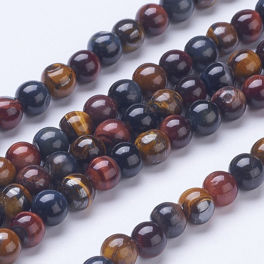 Natural Tiger Eye Beads Strands, Grade AB, 6mm