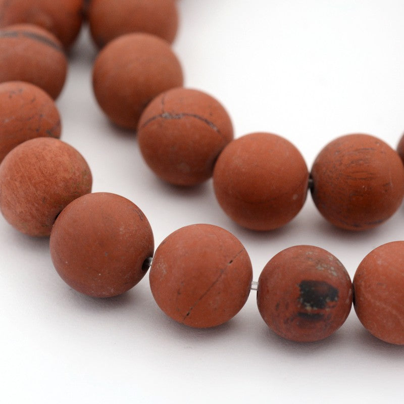 Red Jasper Round Bead Strands, Frosted Grade A