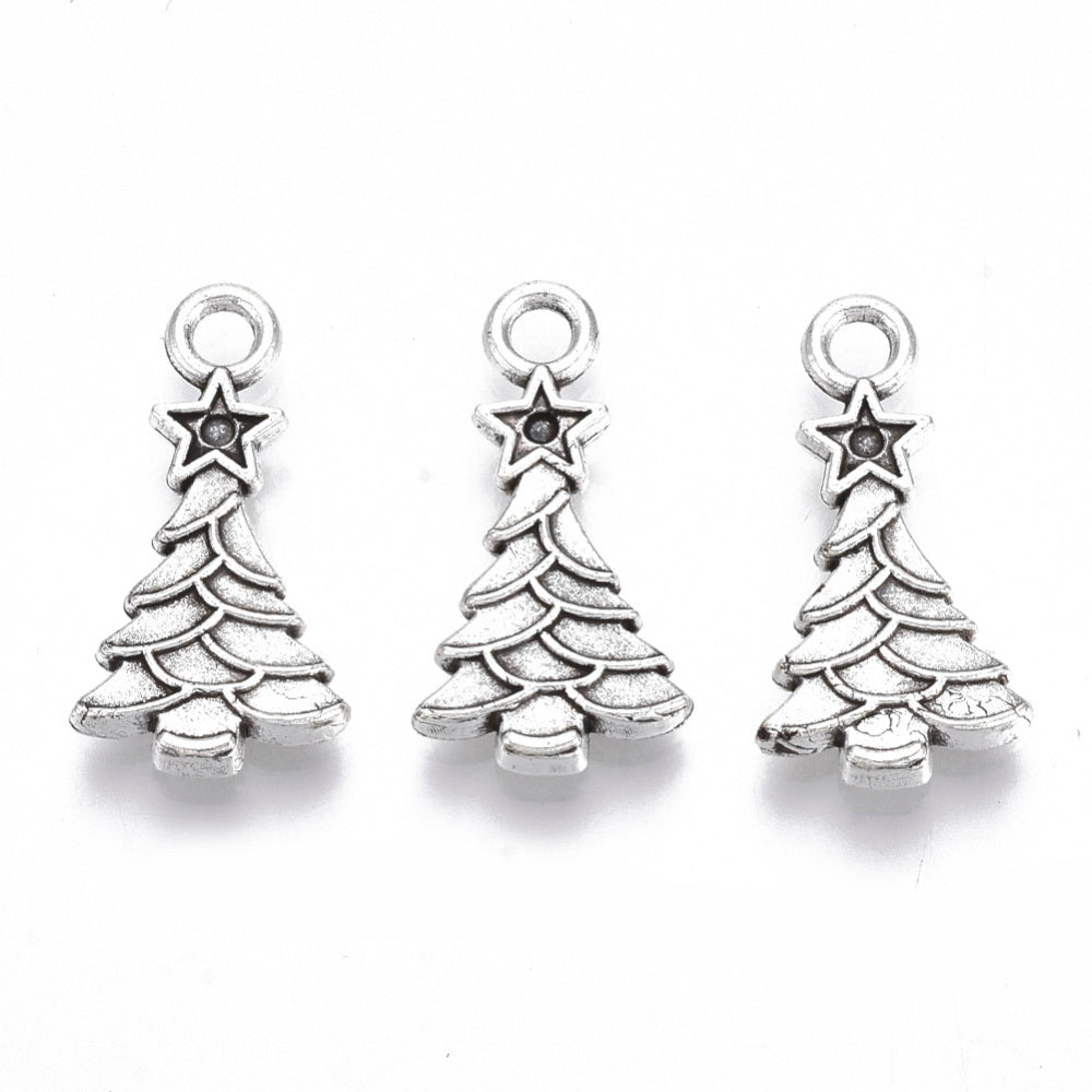 Tibetan Style Alloy Pendants, Christmas Tree 4pack