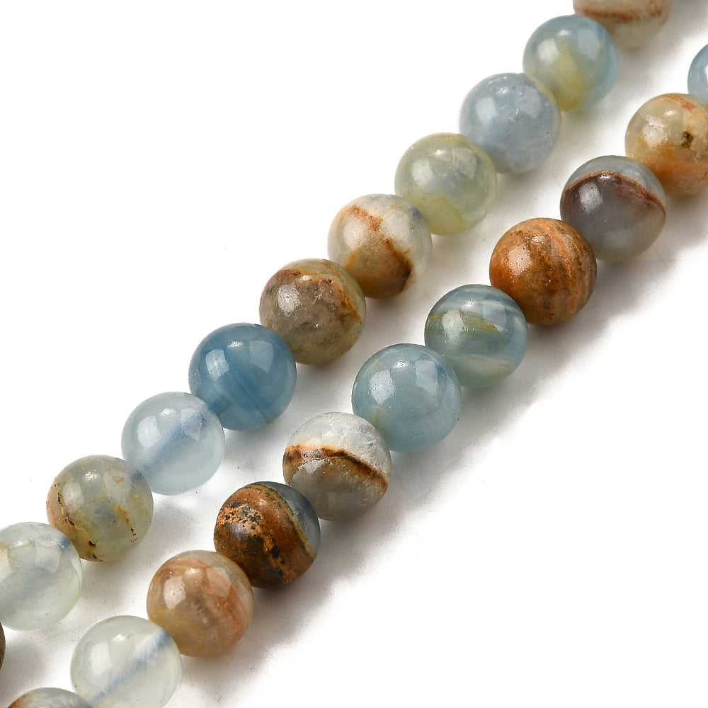 Blue Calcite Beads Strands, Natural 8mm Round