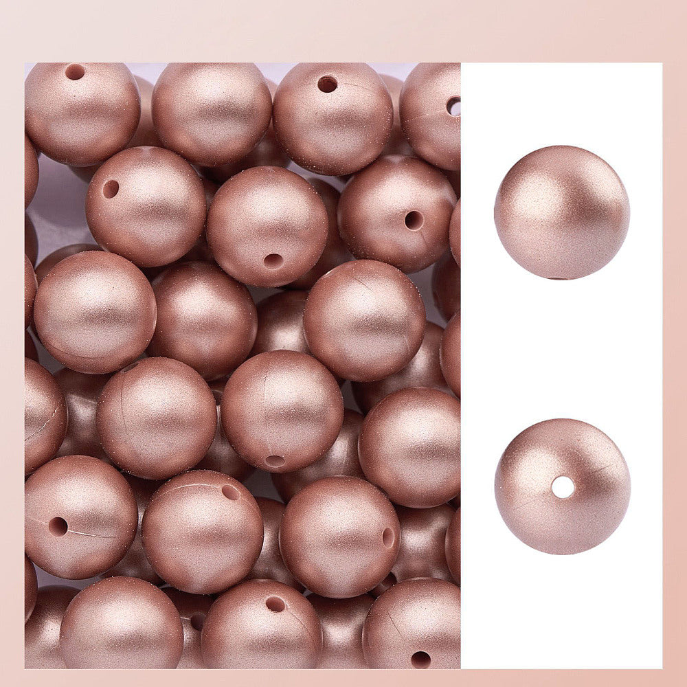 Rosy Brown Silicone Beads
