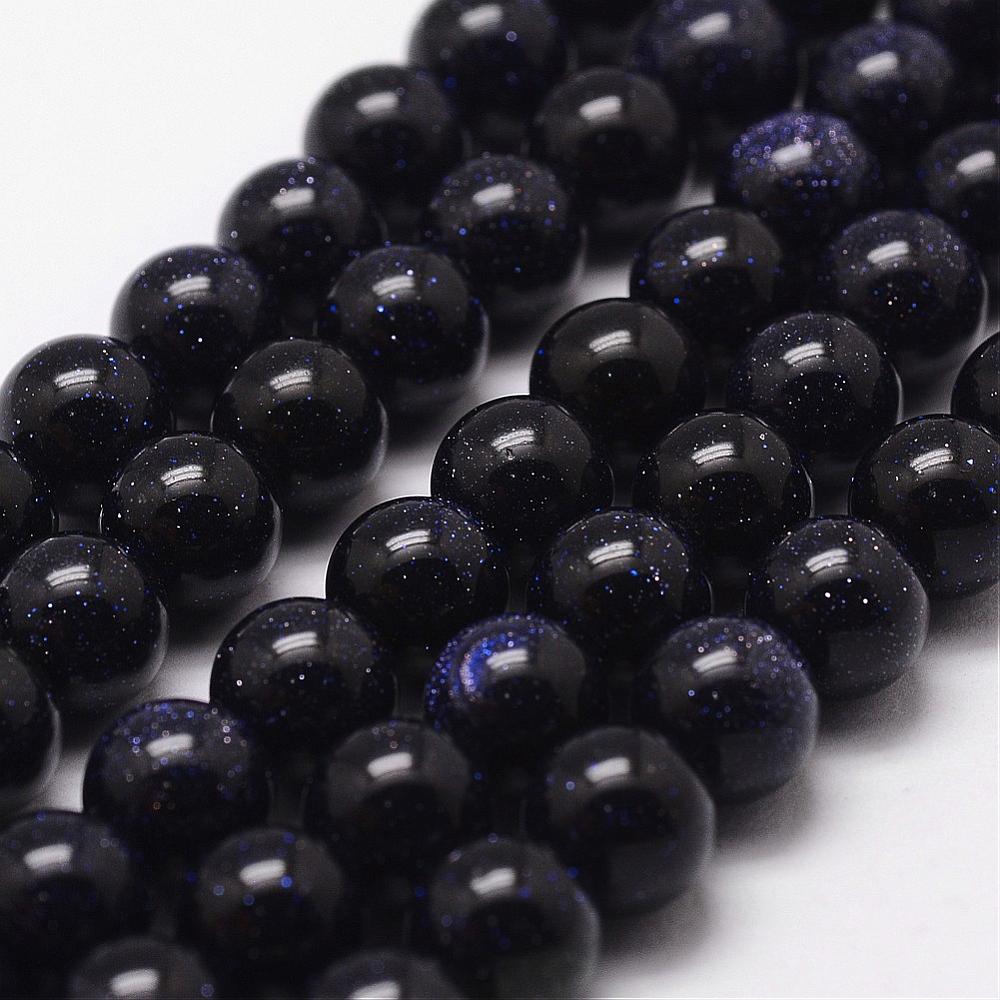 Blue Goldstone Beads Strands, Round 10mm