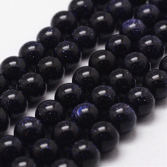 Blue Goldstone Beads Strands, Round 10mm