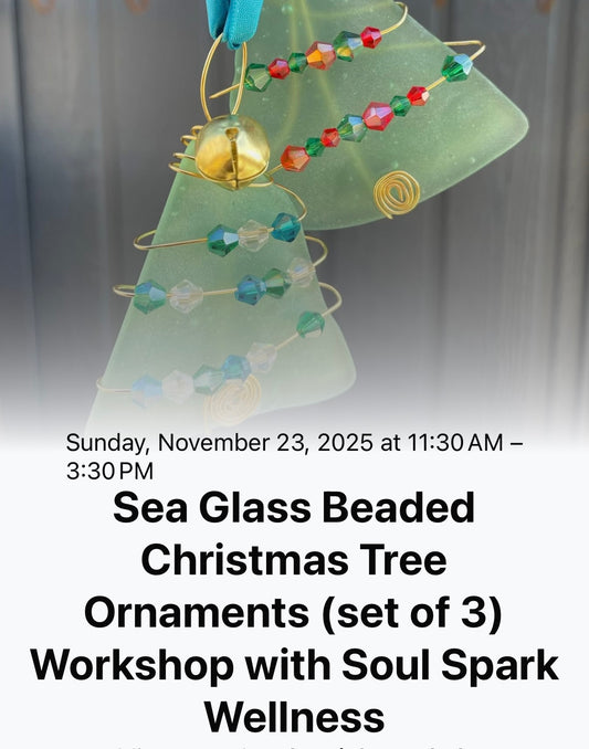 Sea Glass beaded Christmas Tree Ornament (set of 3) with Soul Spark Wellness session 2 1:30-3pm