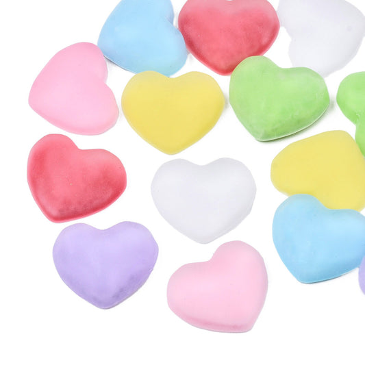 Acrylic Cabochons, Rubberized Style, Heart, Mixed Color BULK 4 PACK