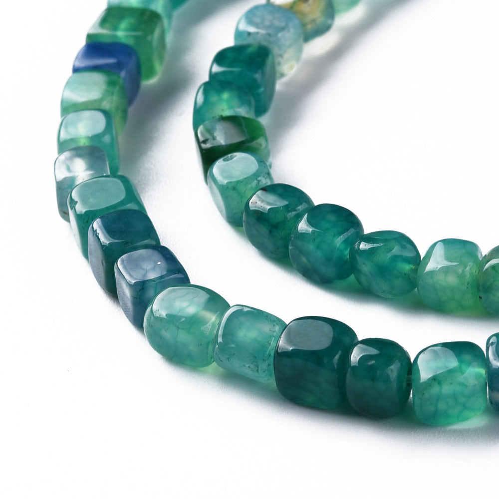 Natural Agate Beads Dyed & Heated Cube Sea Green 58x48x4~6mm (50pcs/Strand) The Pink Bead Shop