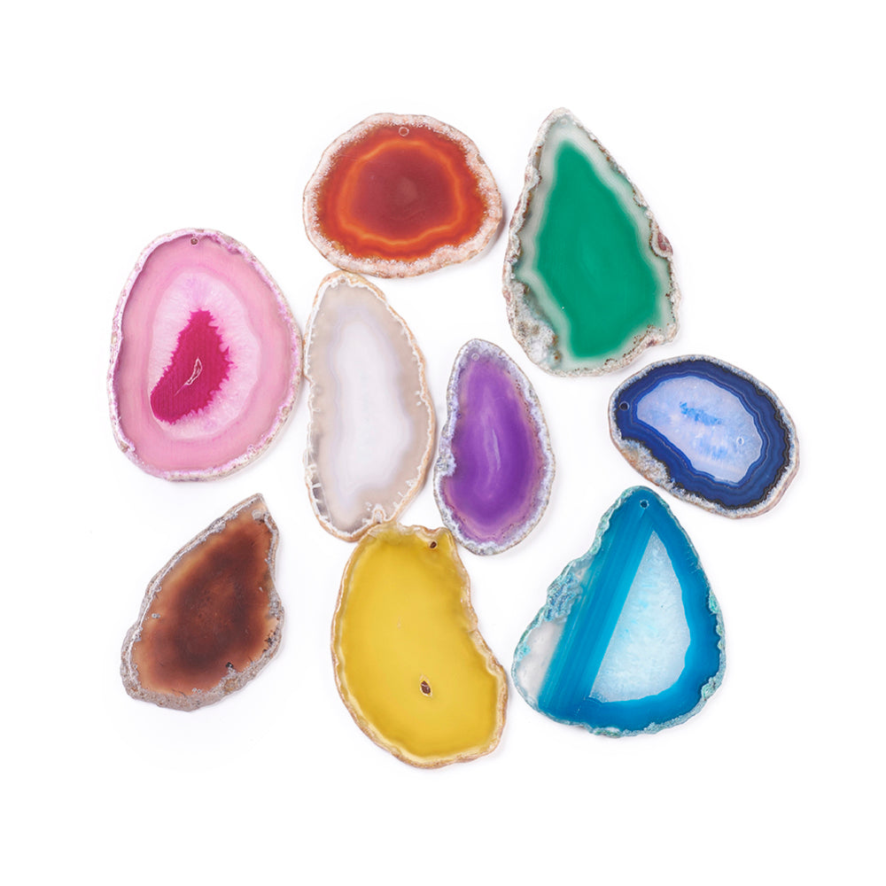 Natural Agate Pendants, Agate Slices, Dyed & Heated, Nuggets, Mixed Color