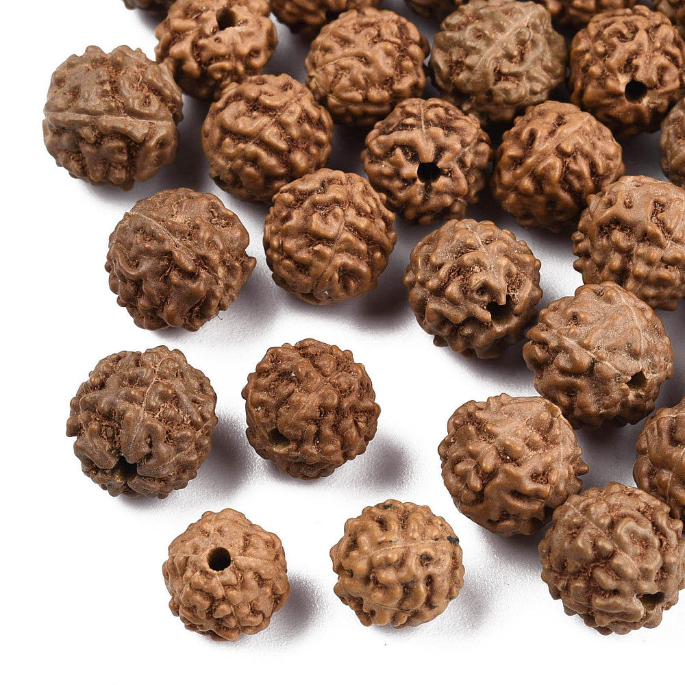 Undyed Natural Rudraksha Beads, Round, Sienna pkg of 20
