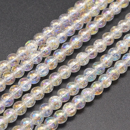Electroplate AB Color Crackle Quartz Bead AB Color Asst Sizes
