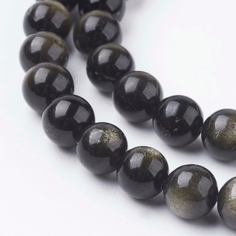 Golden Sheen Obsidian Bead Strands 8mm