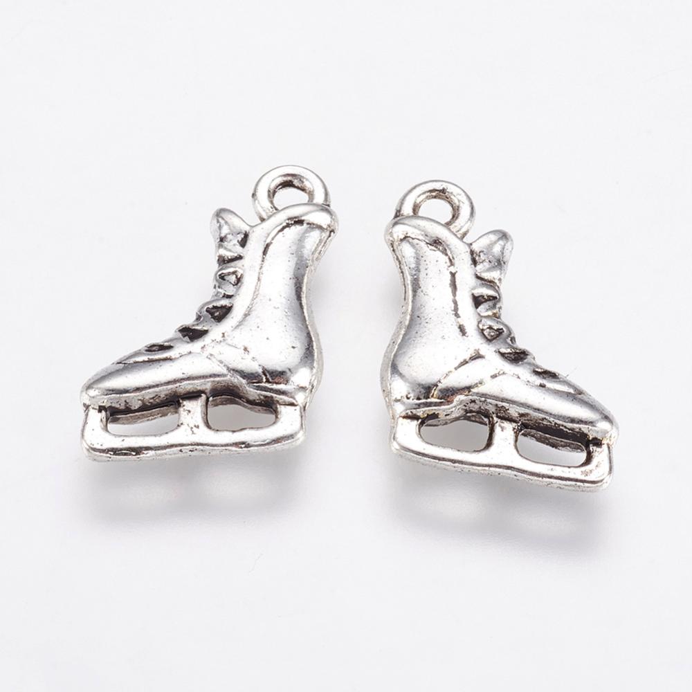 Alloy Pendants, Ice Skates, Antique Silver 4 Pack