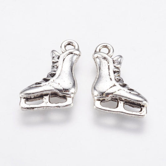 Alloy Pendants, Ice Skates, Antique Silver 4 Pack
