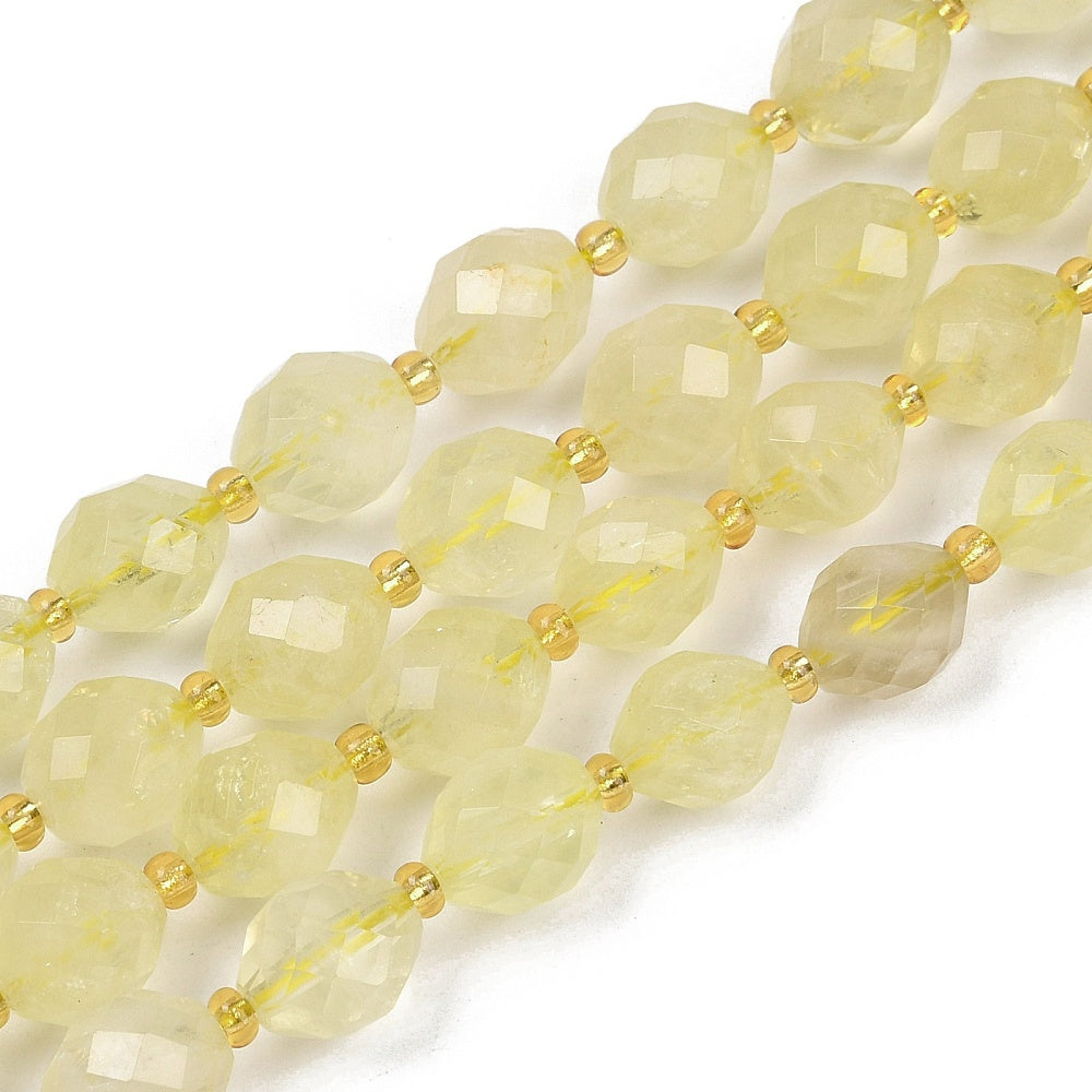 Natural Lemon Quartz Beads – Faceted Oval 9x10mm (32pcs/Strand) The Pink Bead Shop