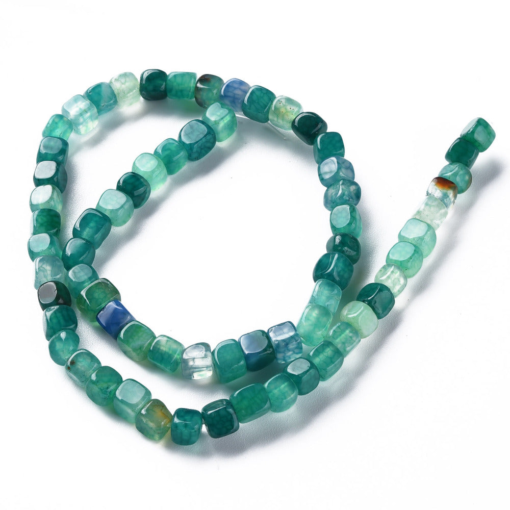 Natural Agate Beads Dyed & Heated Cube Sea Green 58x48x4~6mm (50pcs/Strand) The Pink Bead Shop