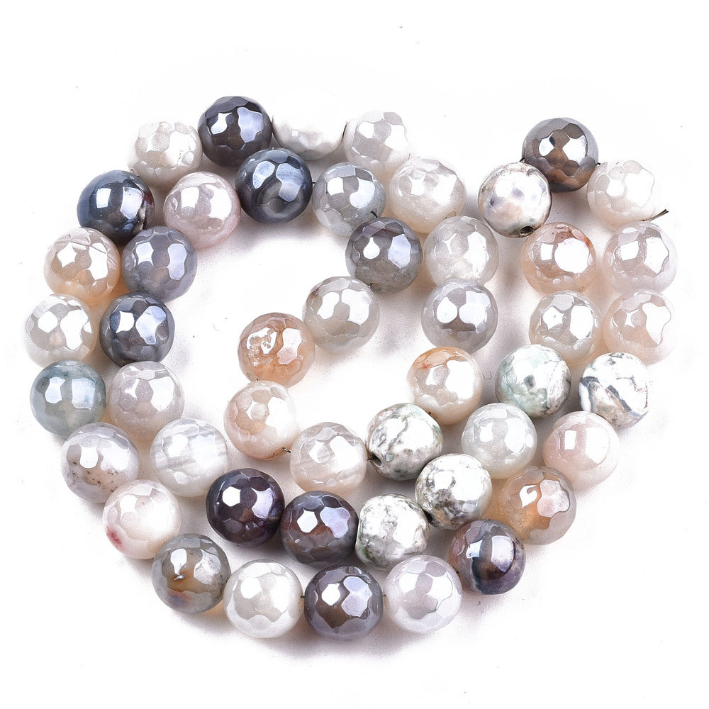 Electroplated Natural Agate Faceted Bead Strands 8mm Asst colors
