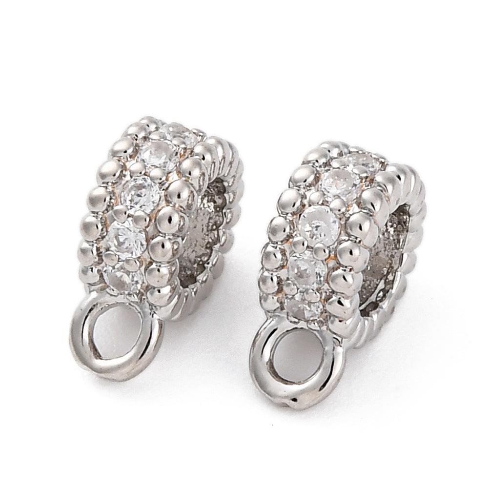 Brass Micro Pave Cubic Zirconia Spacer Beads, Flat Round, Real 14K Gold Plated and Platinum.