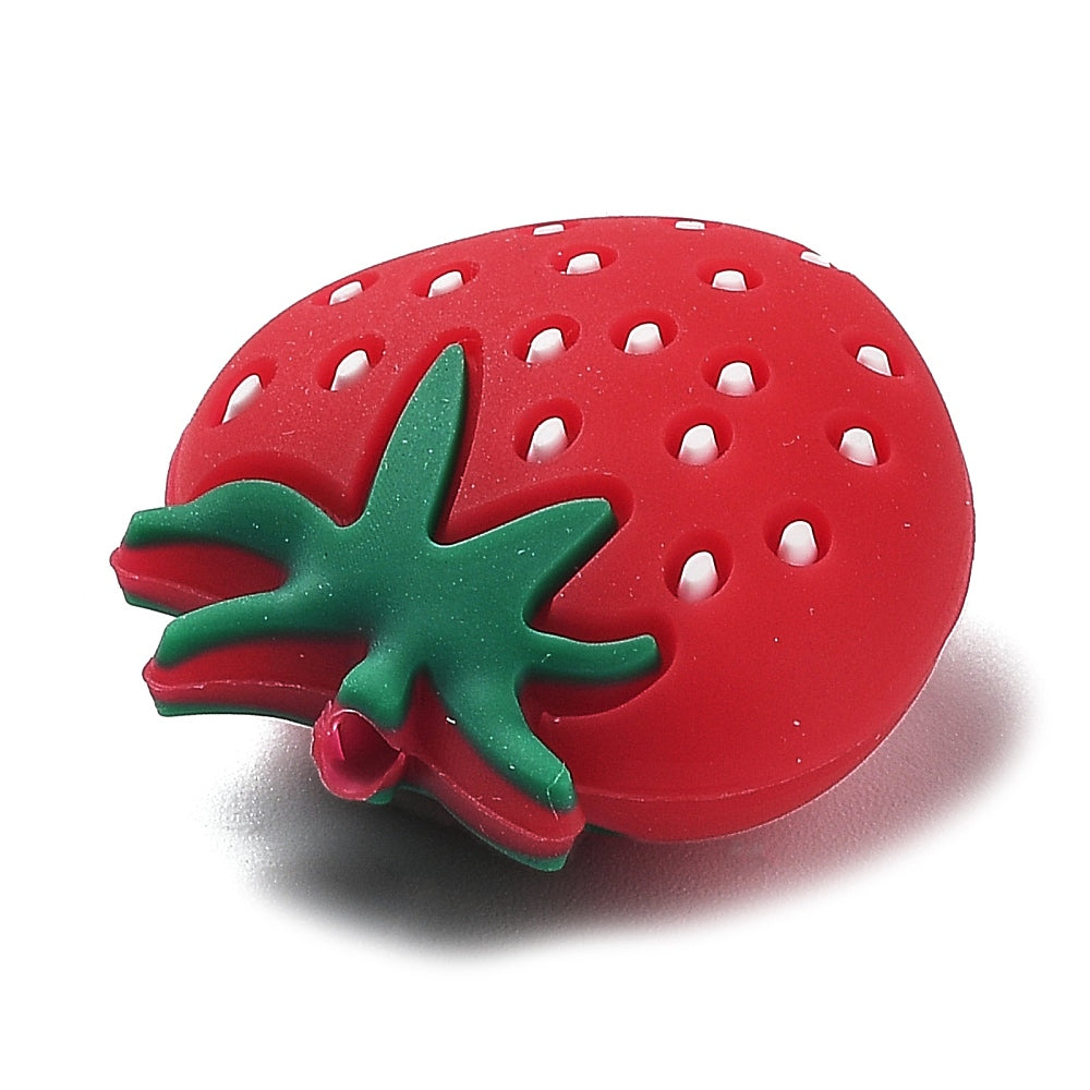 Strawberry Food Grade Eco-Friendly Silicone Focal Beads, Red