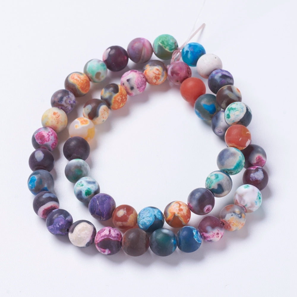 Agate Fire Crackle Dyed Mixed Color Round 8mm Bead Strands