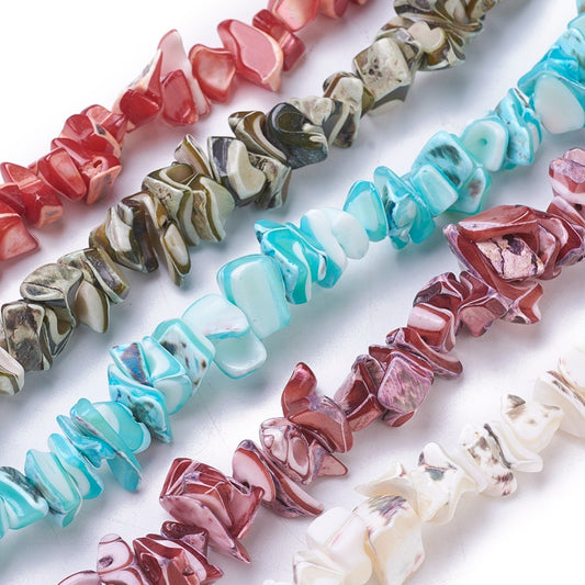 Freshwater Shell Beads Strands, Chip, Dyed, Mixed Color Size: about 3~17mm