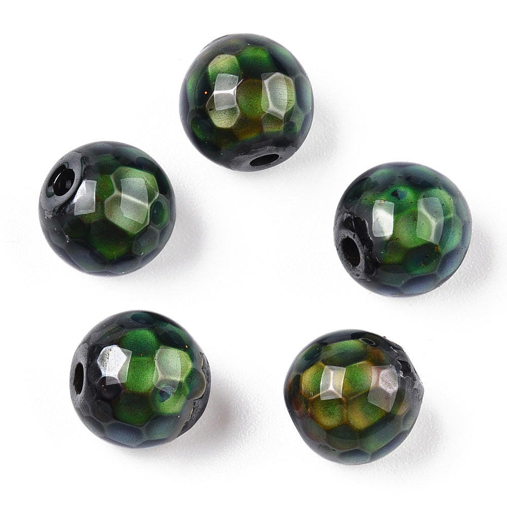 Non-magnetic Hematite Beads, Faceted, Round, Mirage Changing Color Mood Beads Pack of 5